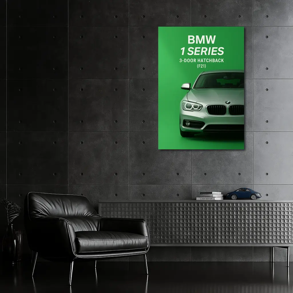 BMW One Series Hatchback Green Background Art – Wall Art