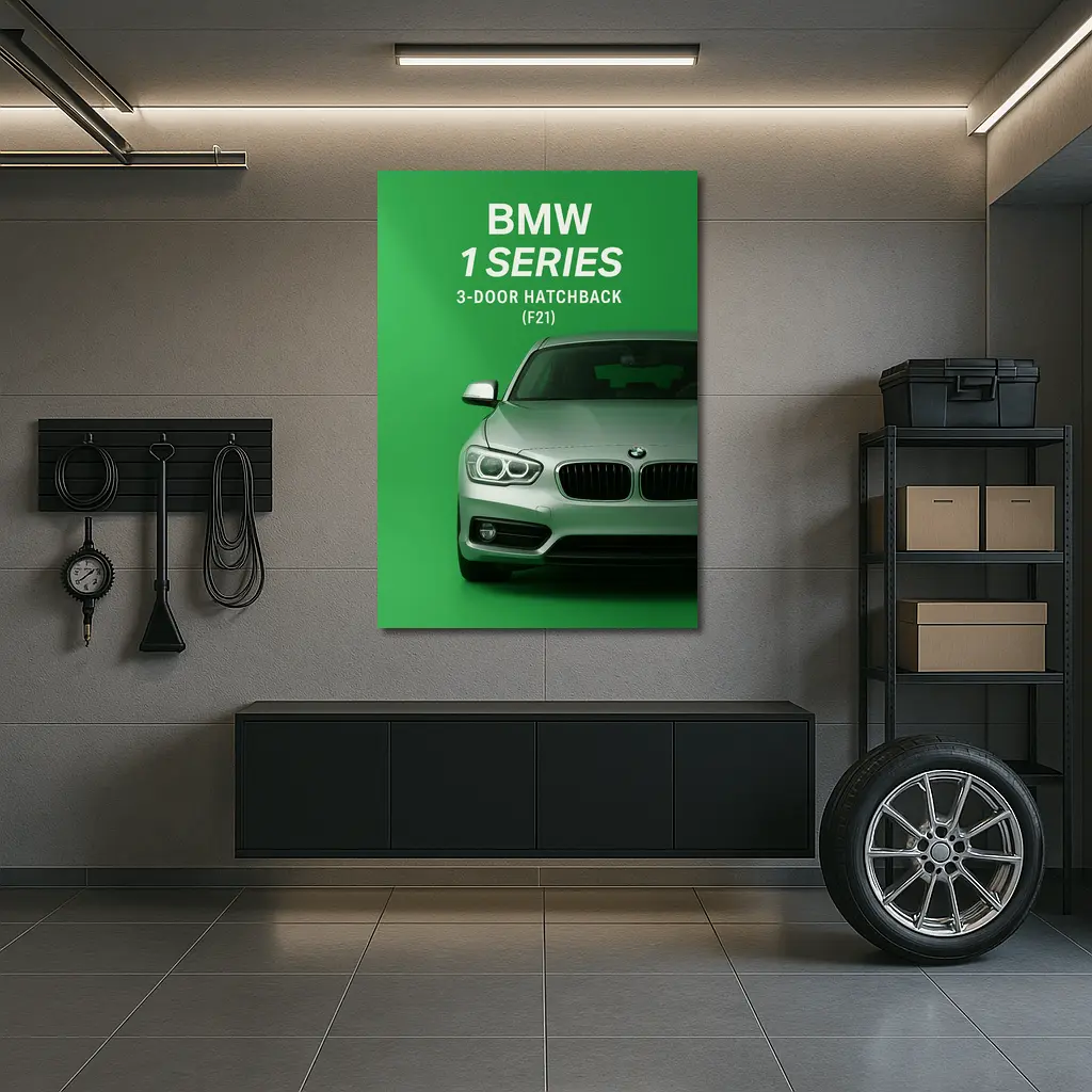 BMW One Series Hatchback Green Background Art – Wall Art