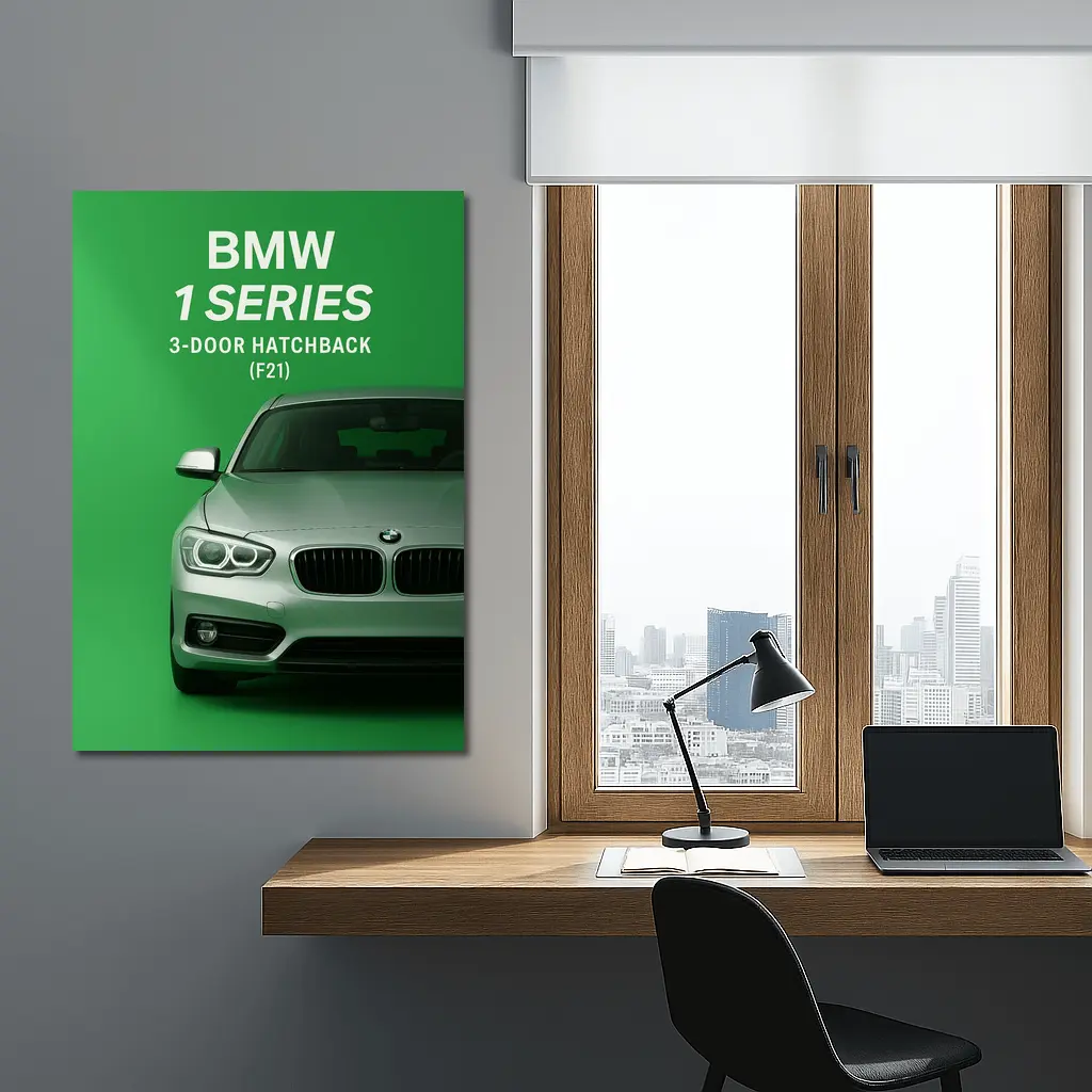BMW One Series Hatchback Green Background Art – Wall Art
