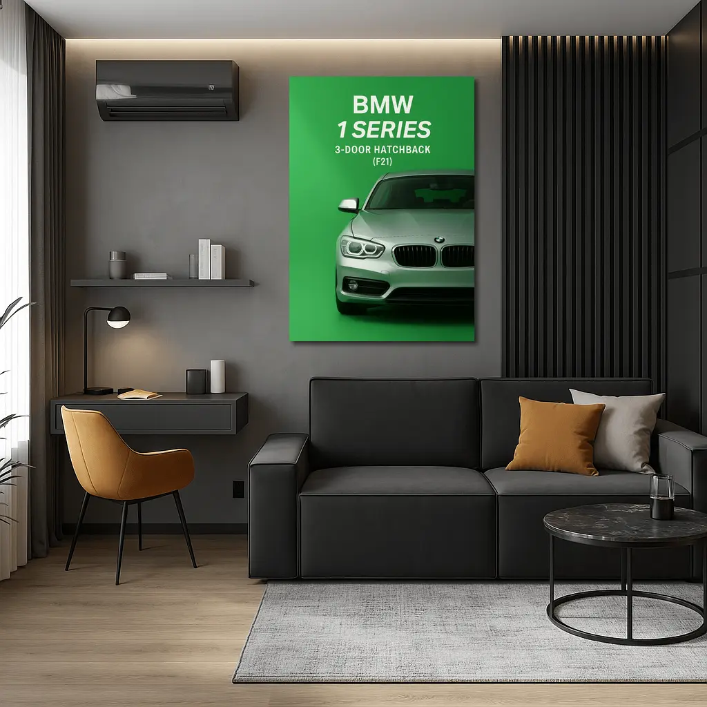 BMW One Series Hatchback Green Background Art – Wall Art