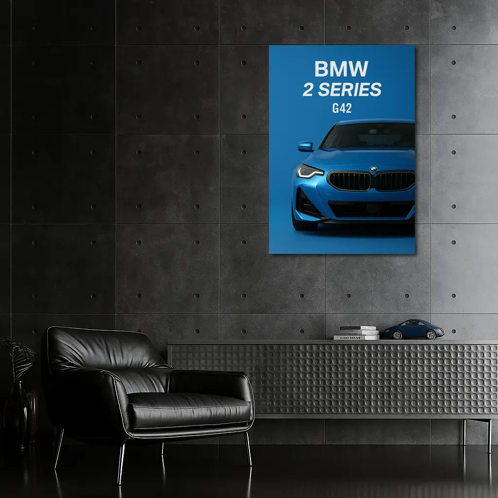 BMW Two Series G42 Blue Front View – Wall Art
