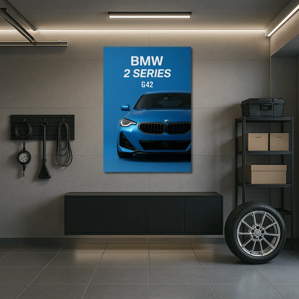 BMW Two Series G42 Blue Front View – Wall Art