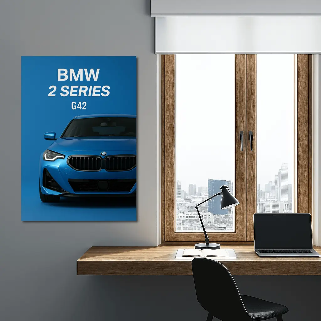 BMW Two Series G42 Blue Front View – Wall Art