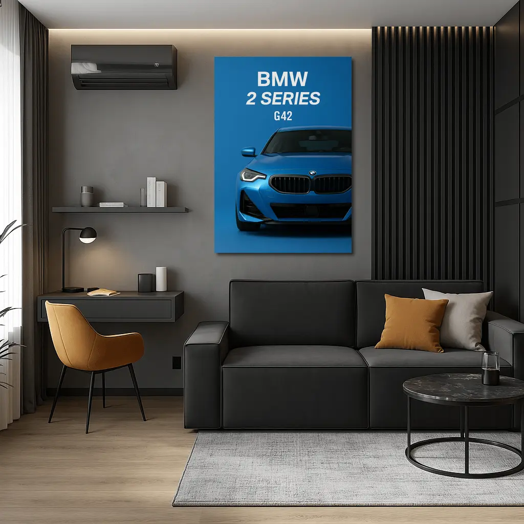 BMW Two Series G42 Blue Front View – Wall Art