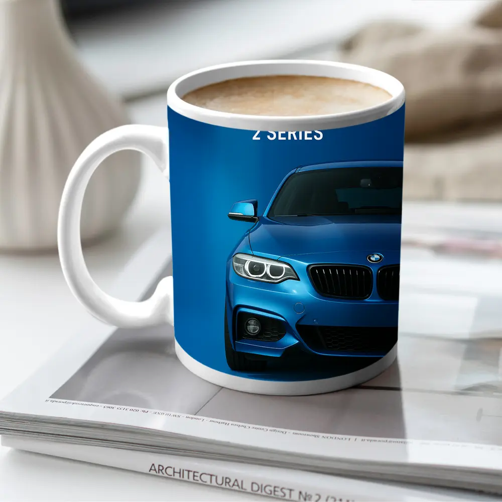 BMW 2 Series Blue Front View – Mugs
