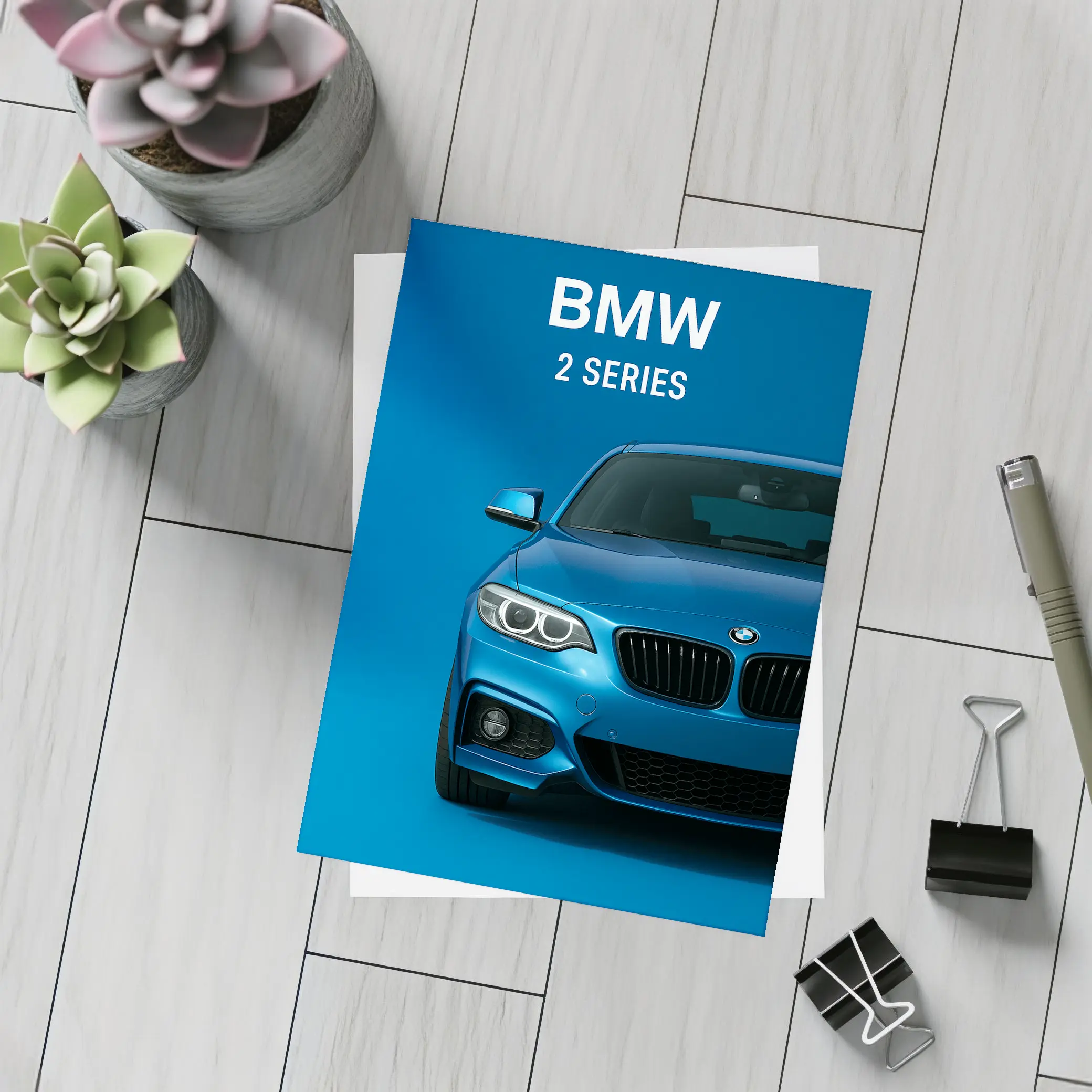 BMW 2 Series Blue Front View – Postcards