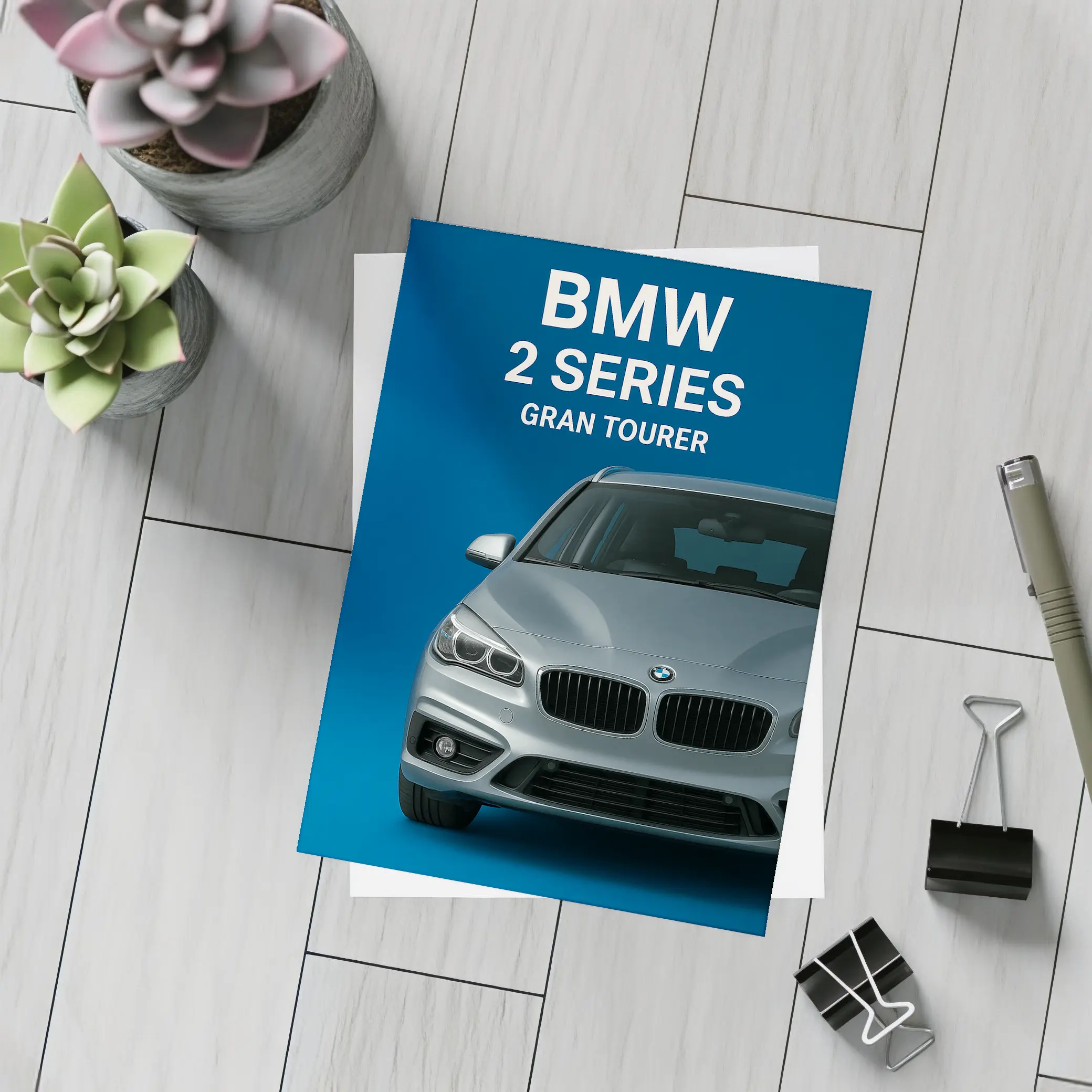 BMW Two Series Gran Tourer Blue Background – Postcards