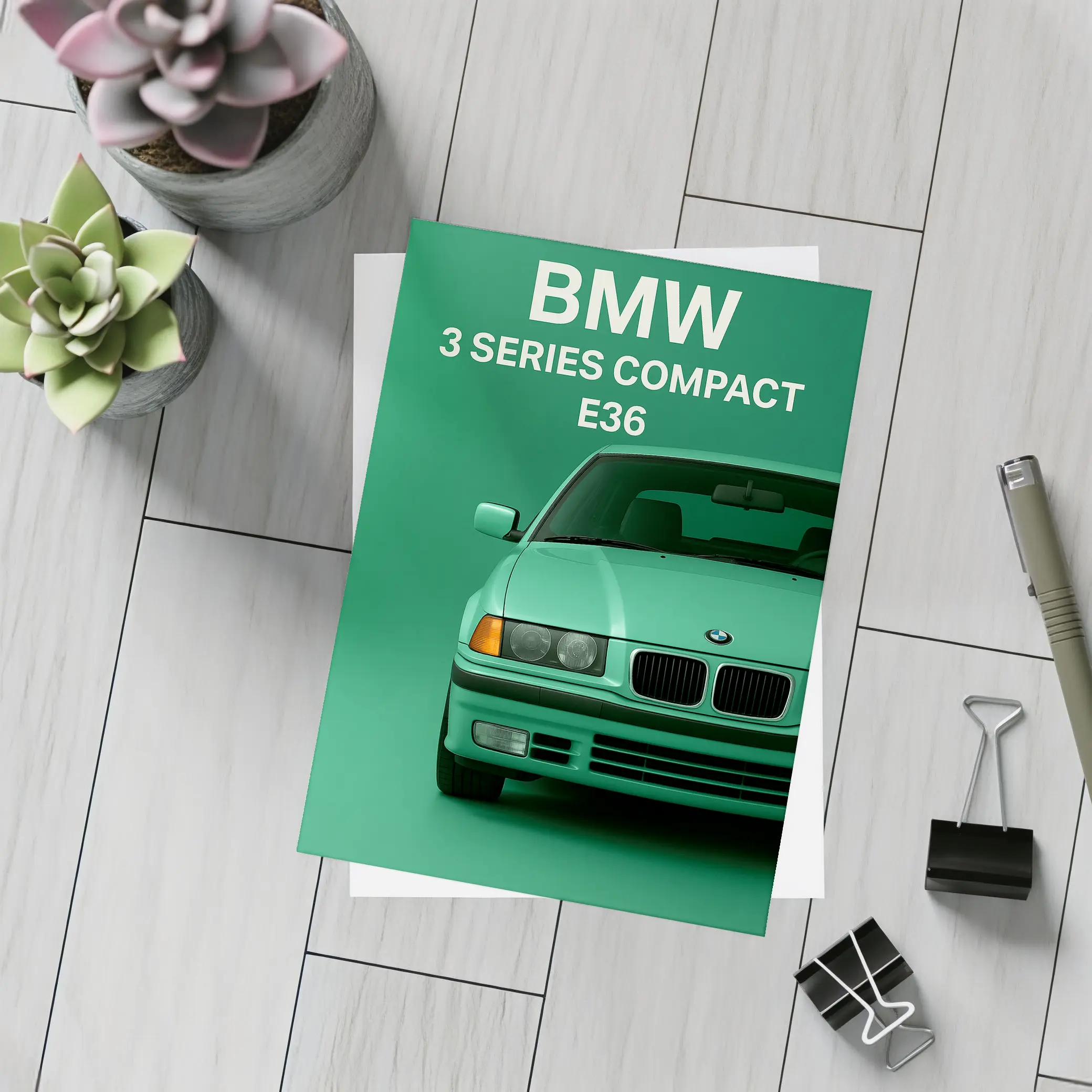 BMW 3 Series E36 Compact Green Art – Postcards