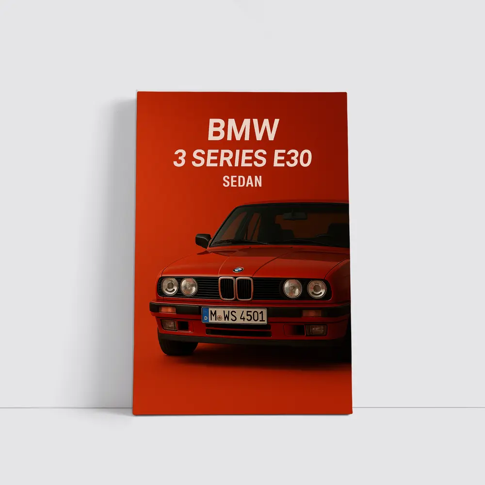BMW 3 Series E30 Sedan Red Background – Wall Art