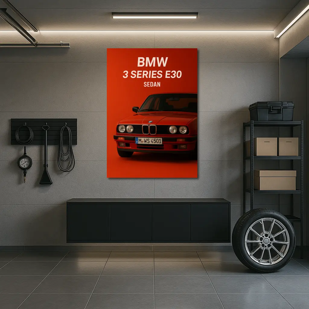 BMW 3 Series E30 Sedan Red Background – Wall Art
