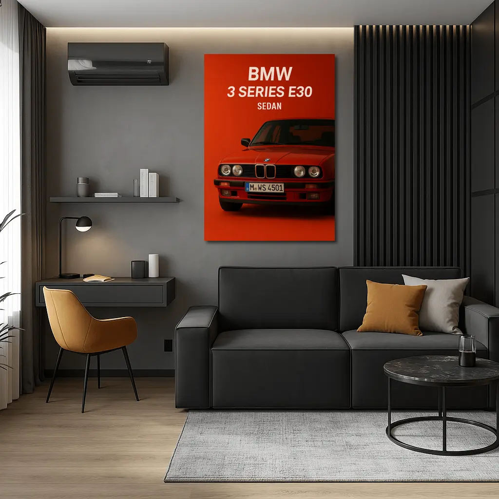 BMW 3 Series E30 Sedan Red Background – Wall Art