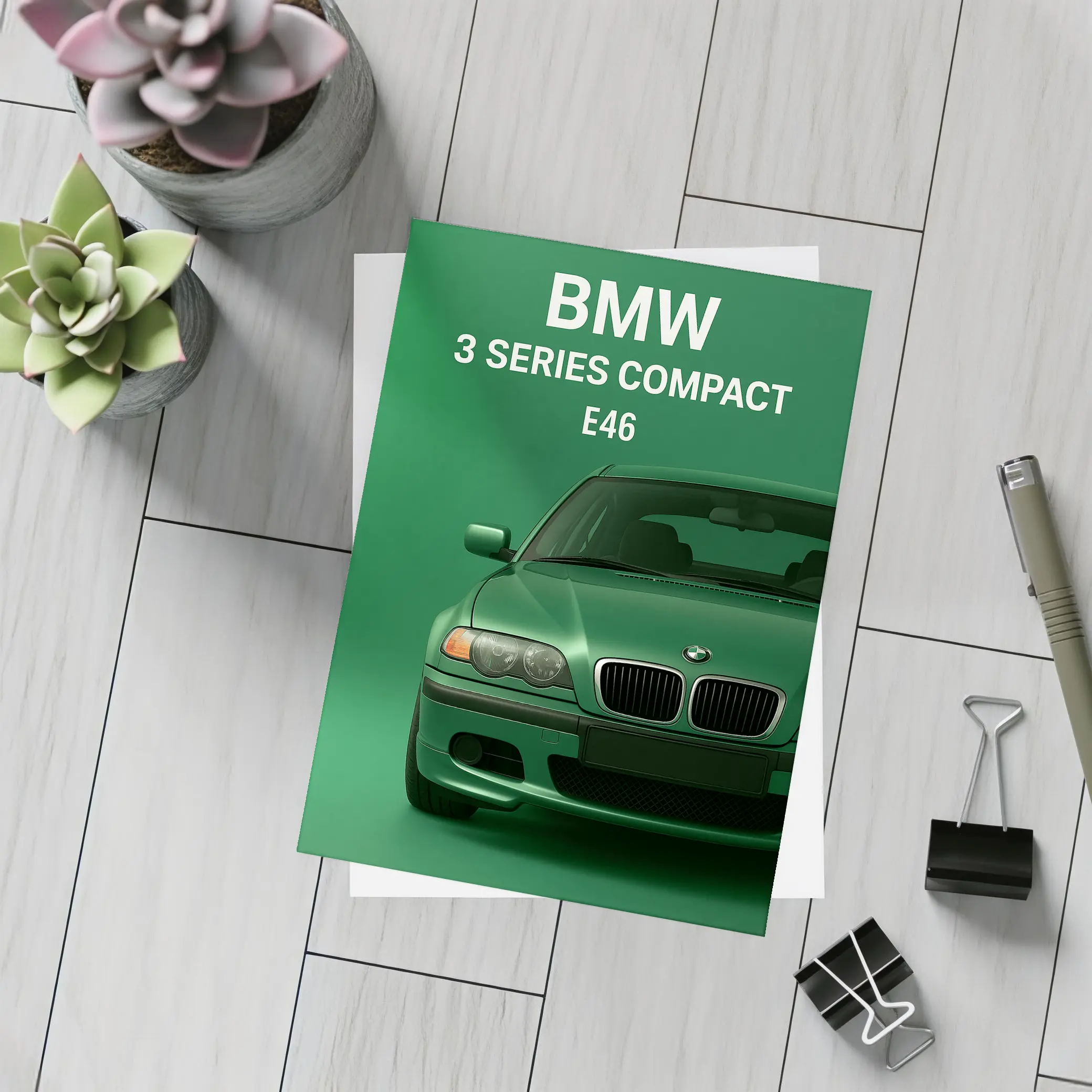 BMW 3 Series Compact E46 Green Background – Postcards