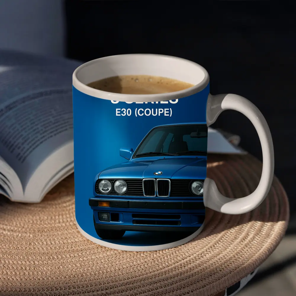 BMW E30 3 Series Coupe Blue Art – Mugs