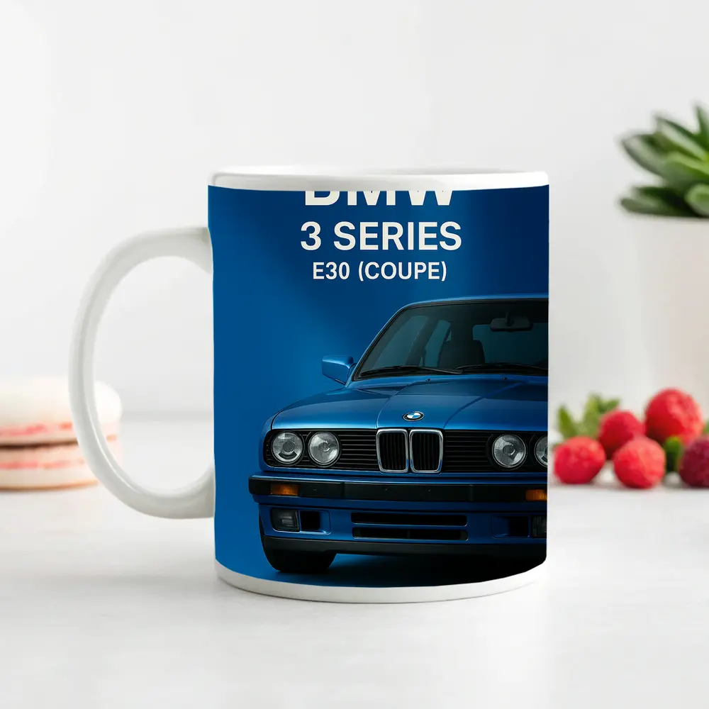 BMW E30 3 Series Coupe Blue Art – Mugs