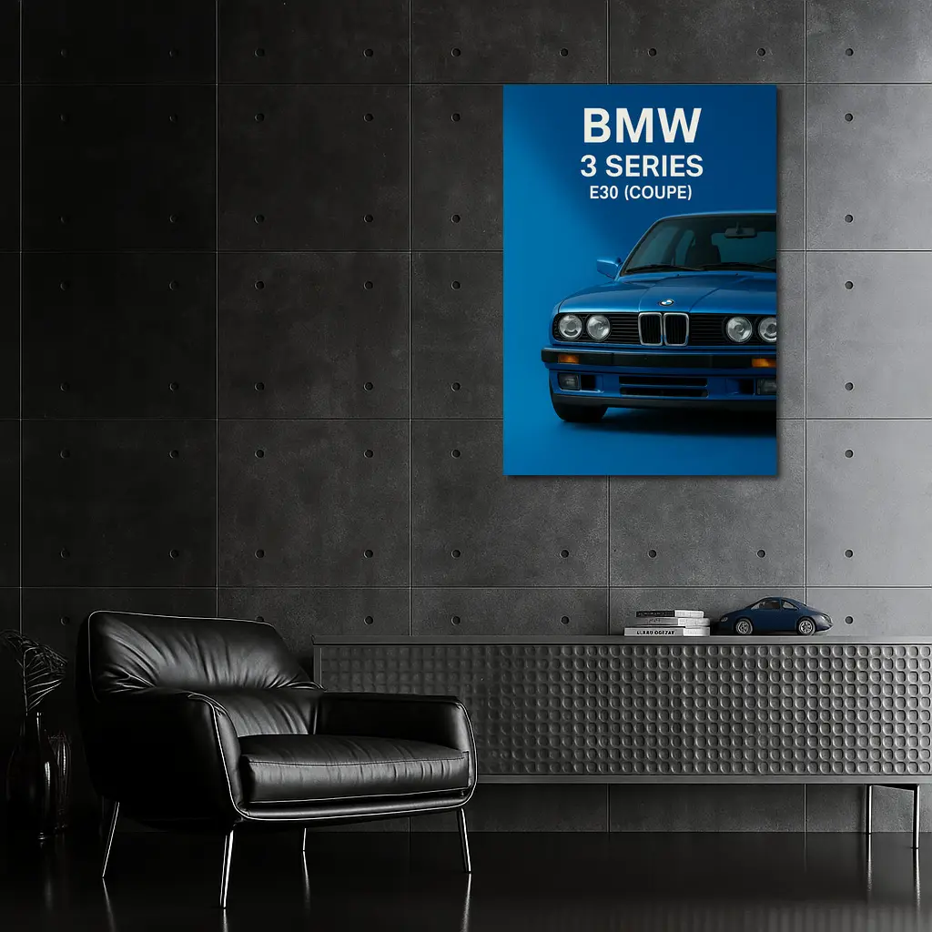 BMW E30 3 Series Coupe Blue Art – Wall Art