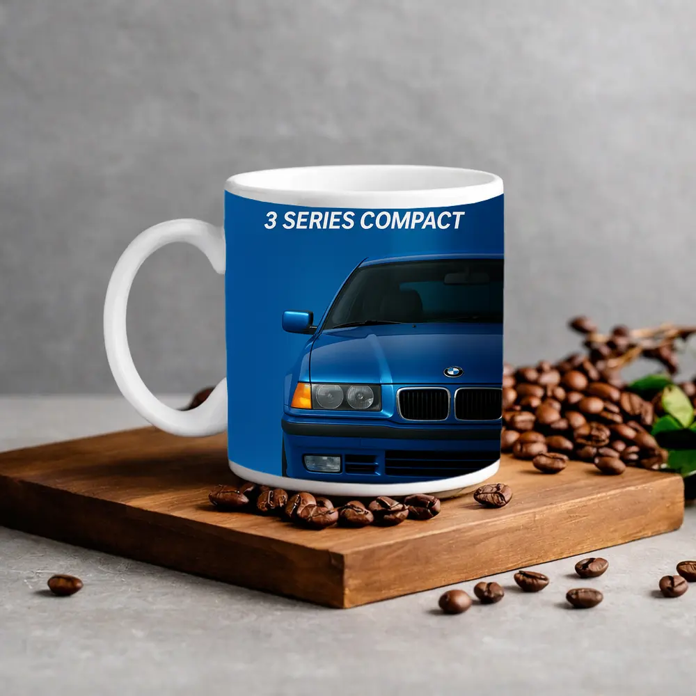 BMW Three Series Compact Blue Background – Mugs