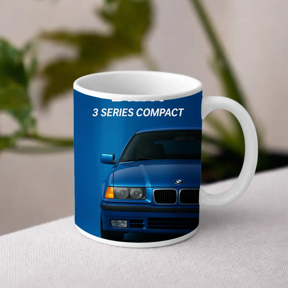 BMW Three Series Compact Blue Background – Mugs