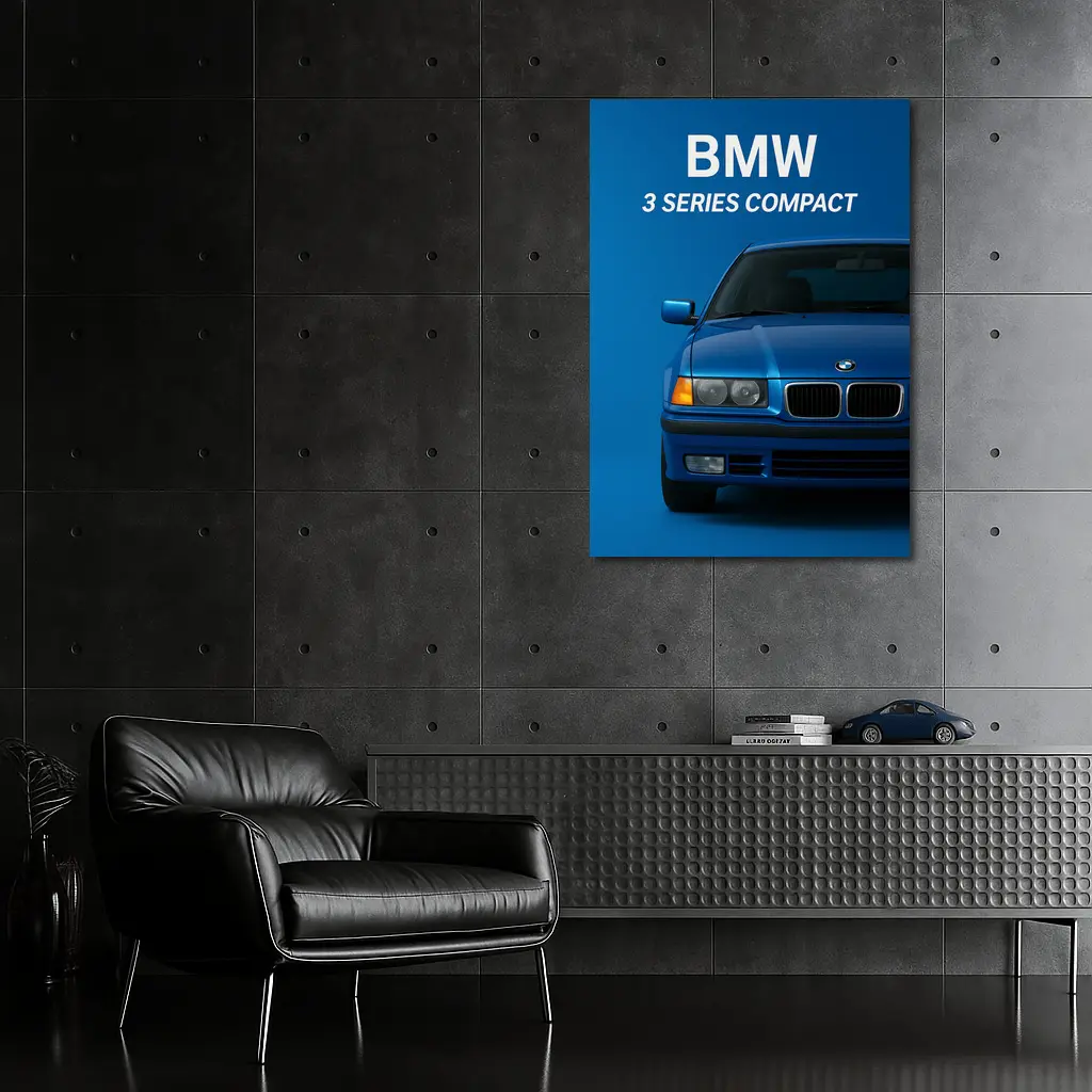 BMW Three Series Compact Blue Background – Wall Art