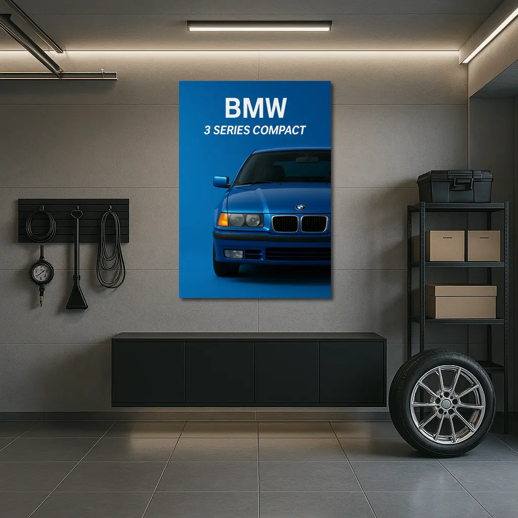BMW Three Series Compact Blue Background – Wall Art