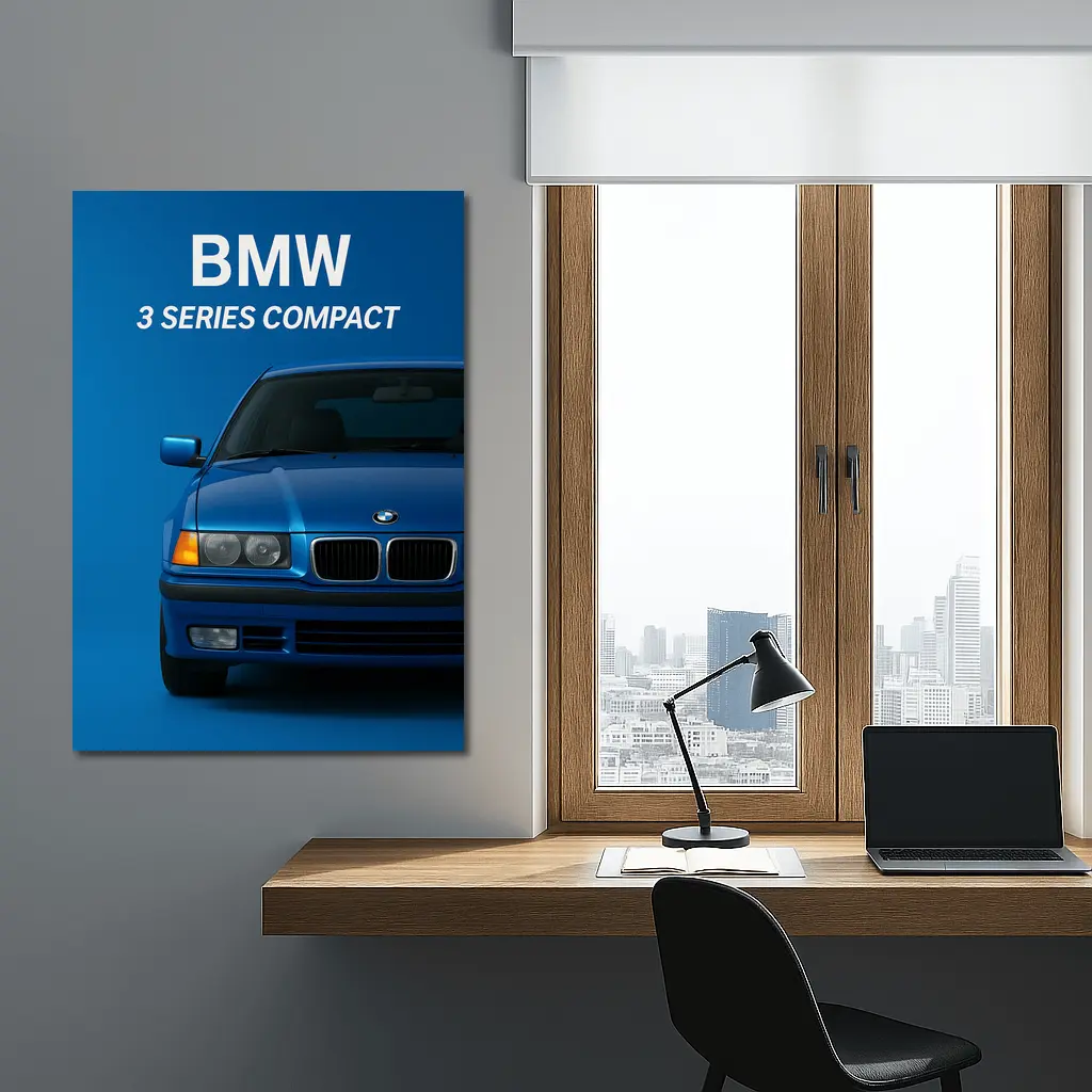 BMW Three Series Compact Blue Background – Wall Art