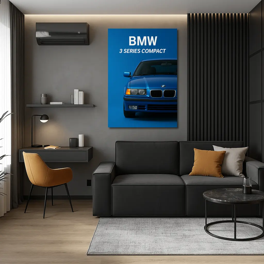 BMW Three Series Compact Blue Background – Wall Art