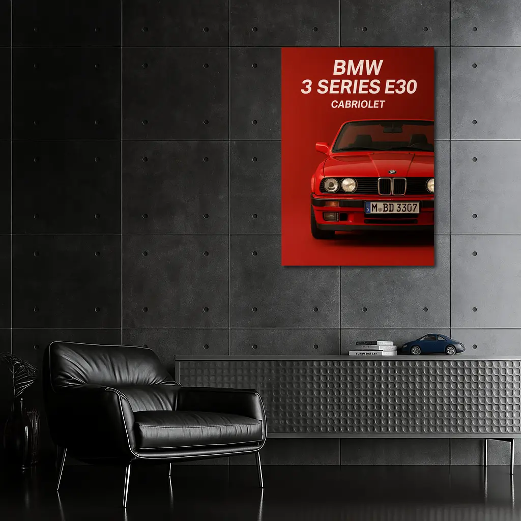 BMW 3 Series E30 Cabriolet Red Background – Wall Art