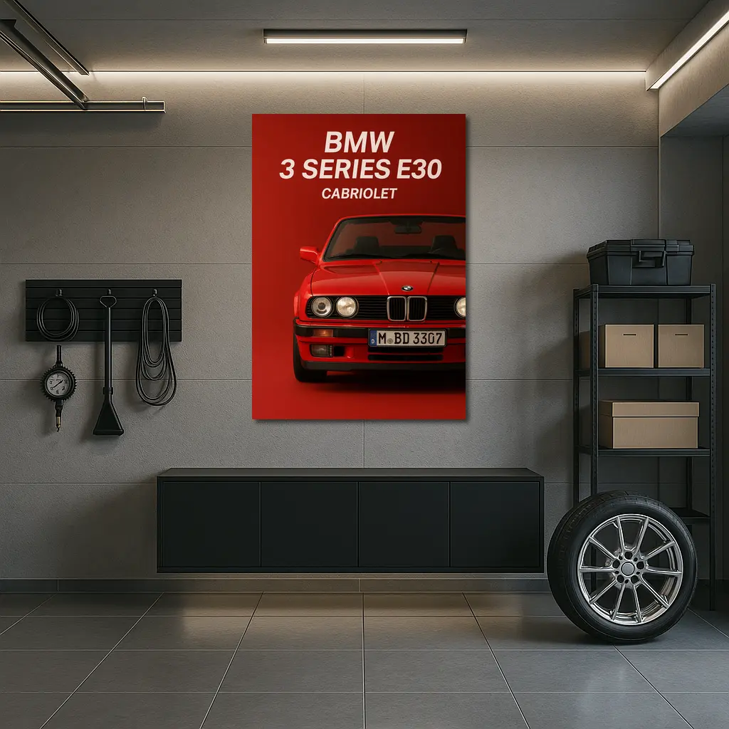 BMW 3 Series E30 Cabriolet Red Background – Wall Art