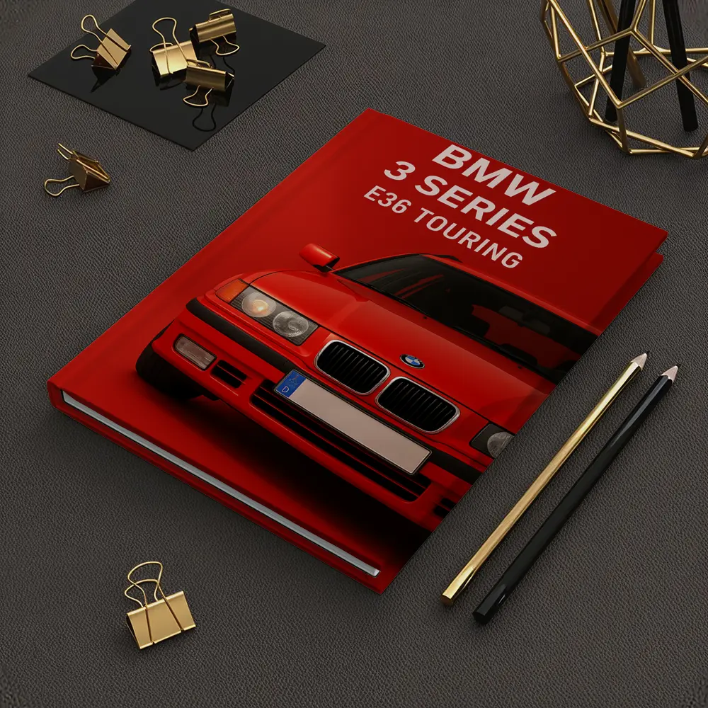 BMW E36 Touring Red Background Car Art – Notebooks