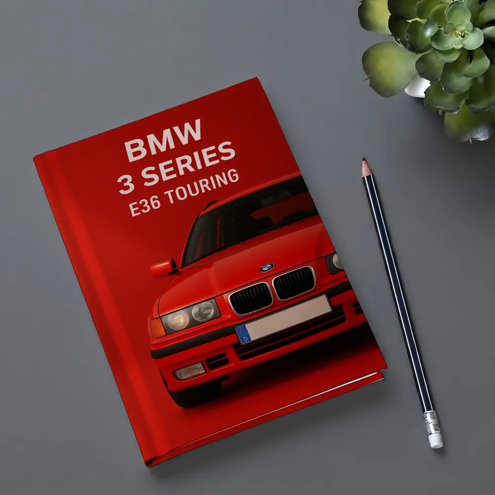 BMW E36 Touring Red Background Car Art – Notebooks