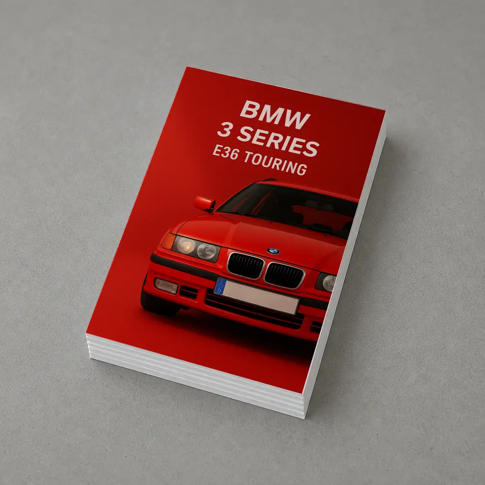 BMW E36 Touring Red Background Car Art – Postcards