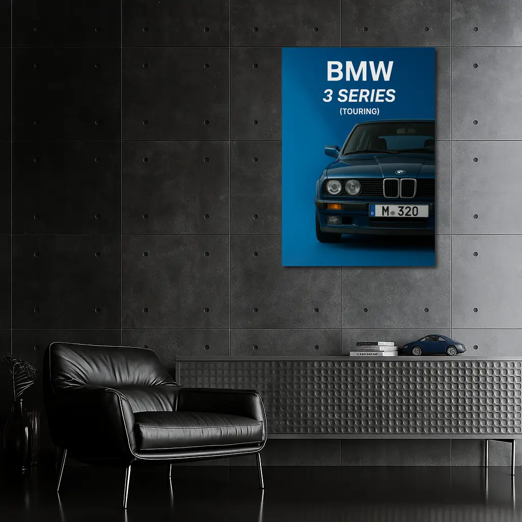 BMW Three Series Touring Blue Background Art – Wall Art