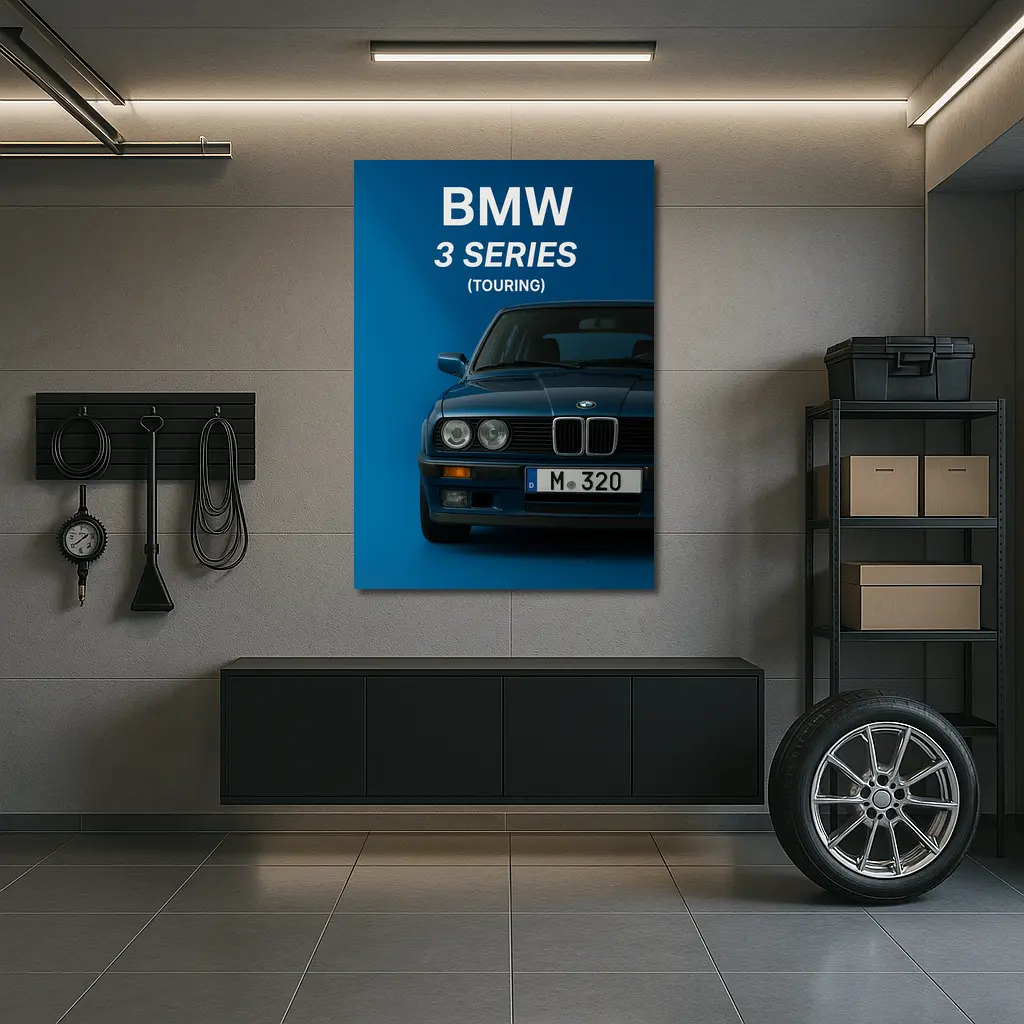 BMW Three Series Touring Blue Background Art – Wall Art
