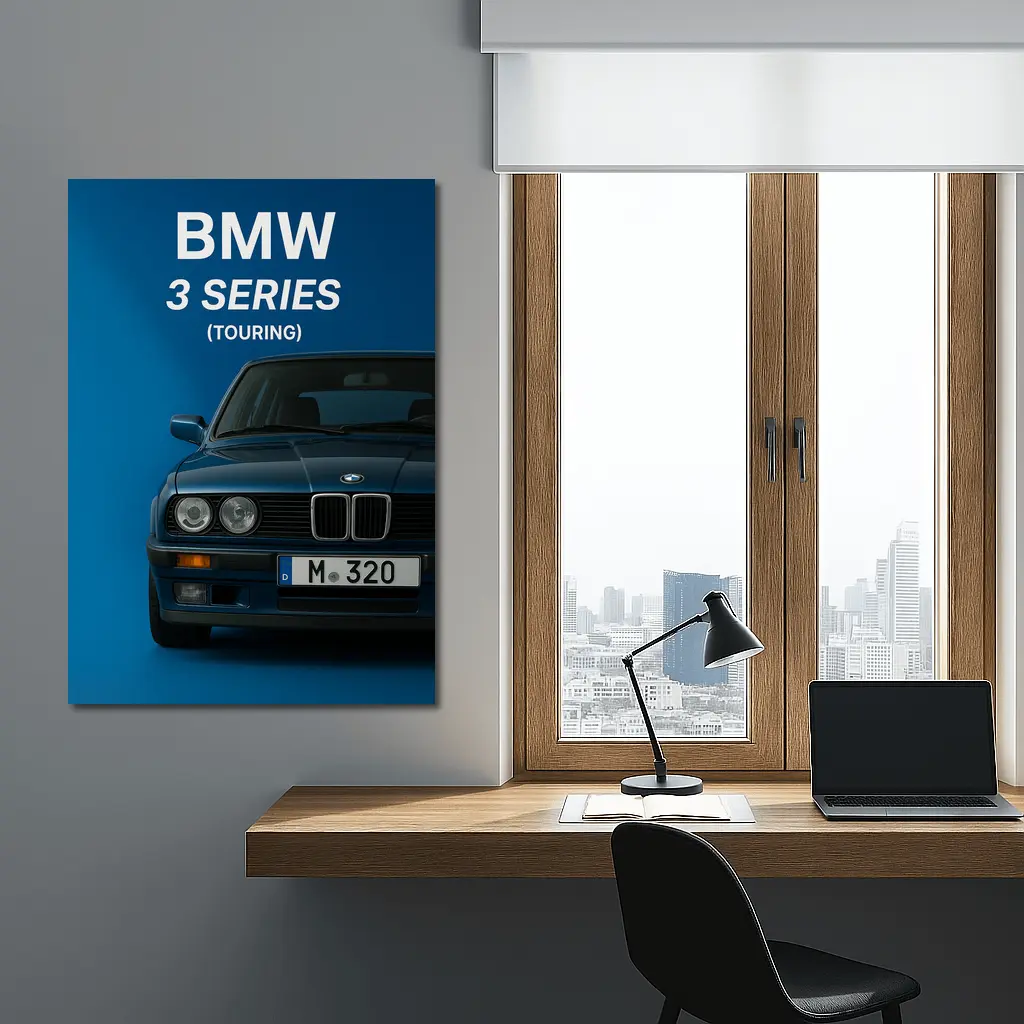 BMW Three Series Touring Blue Background Art – Wall Art