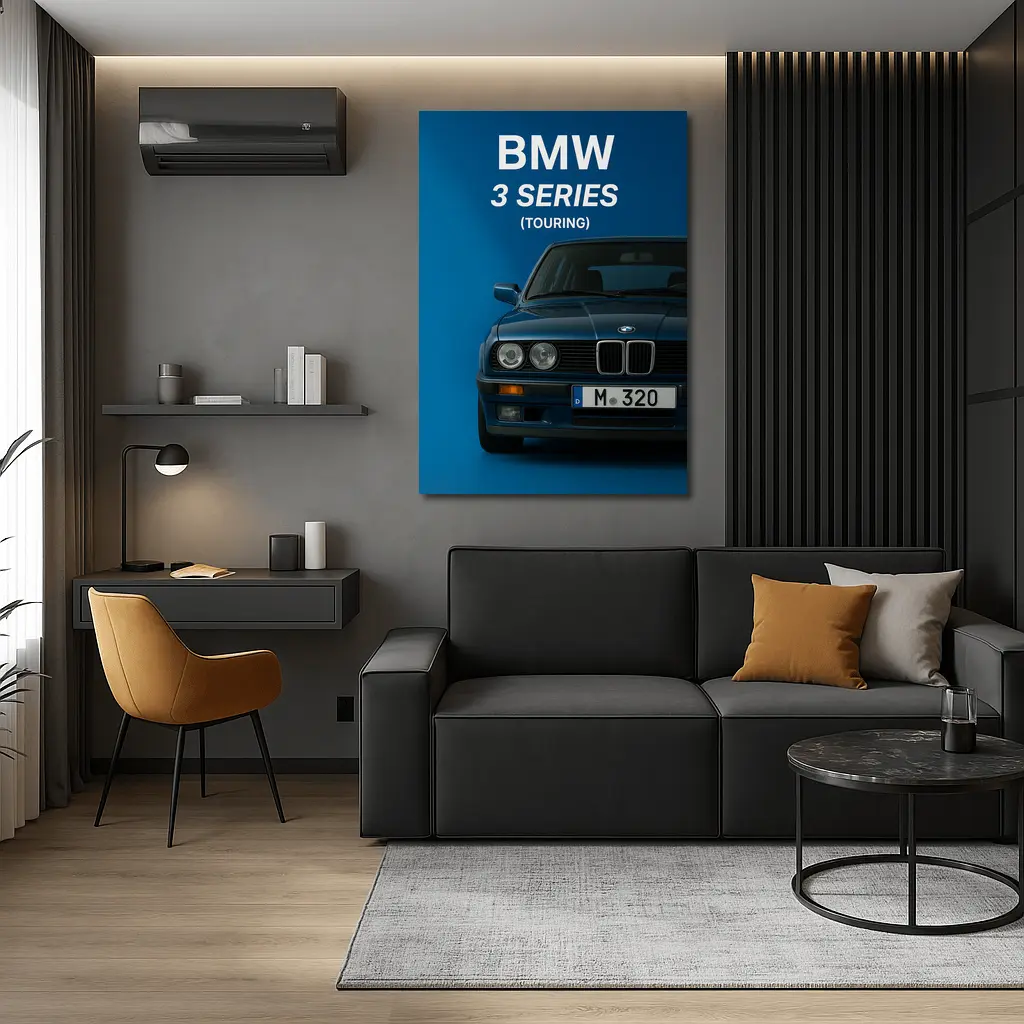BMW Three Series Touring Blue Background Art – Wall Art