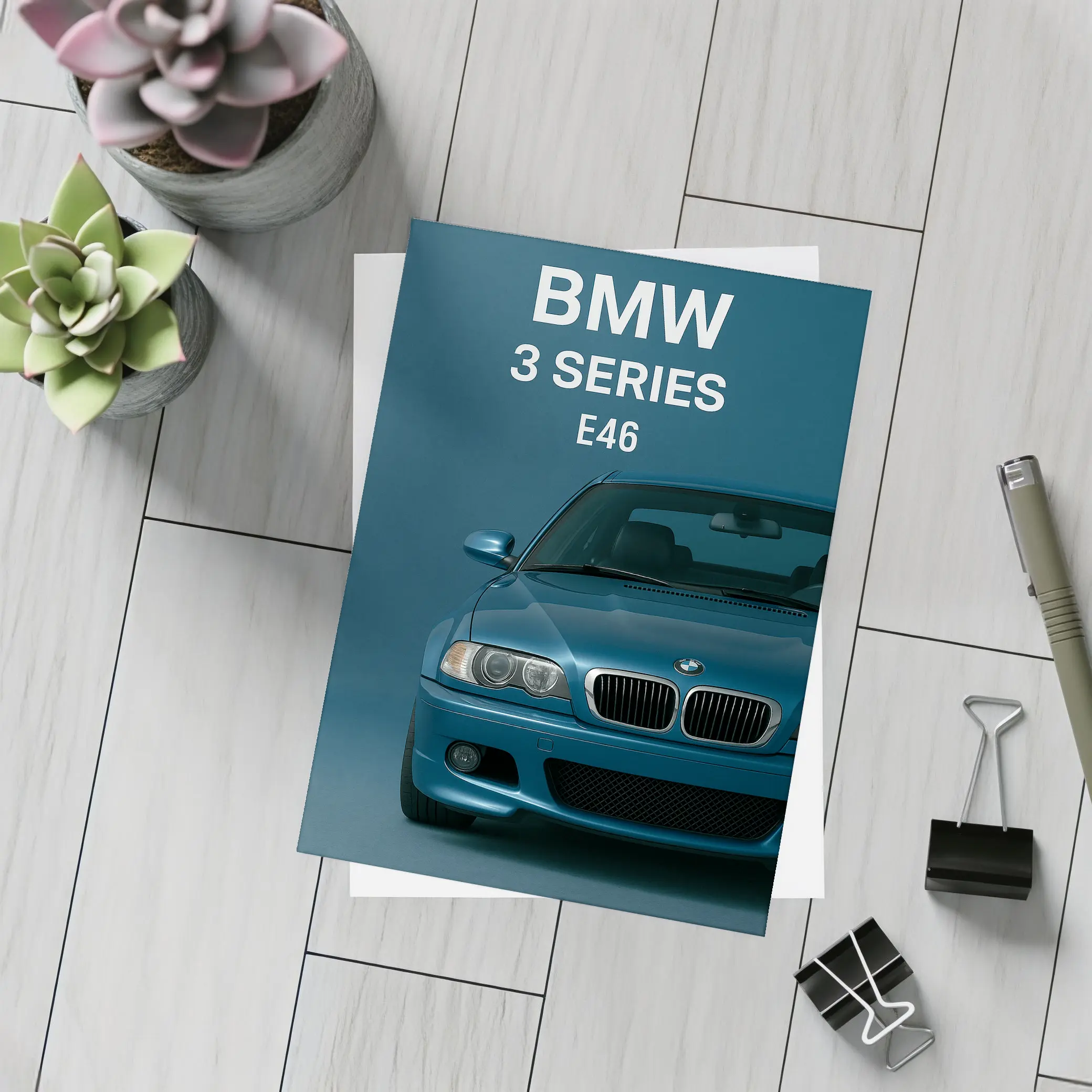 BMW 3 Series E46 Blue Studio Front – Postcards