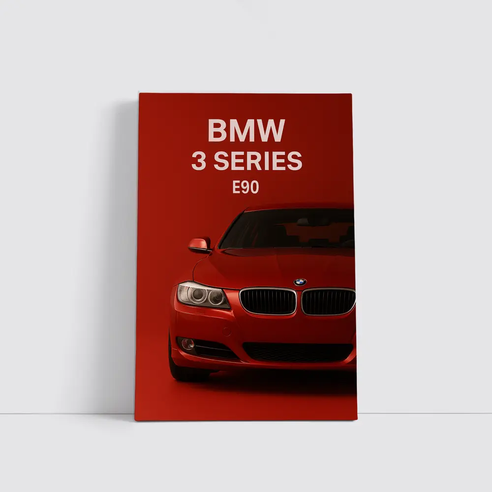 BMW 3 Series E90 Red Background Art – Wall Art
