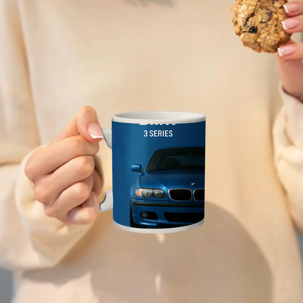 BMW 3 Series Blue Car Front View – Mugs