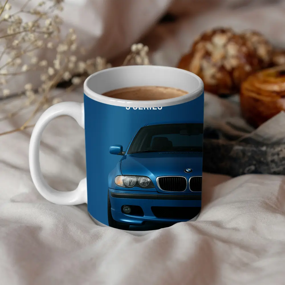 BMW 3 Series Blue Car Front View – Mugs