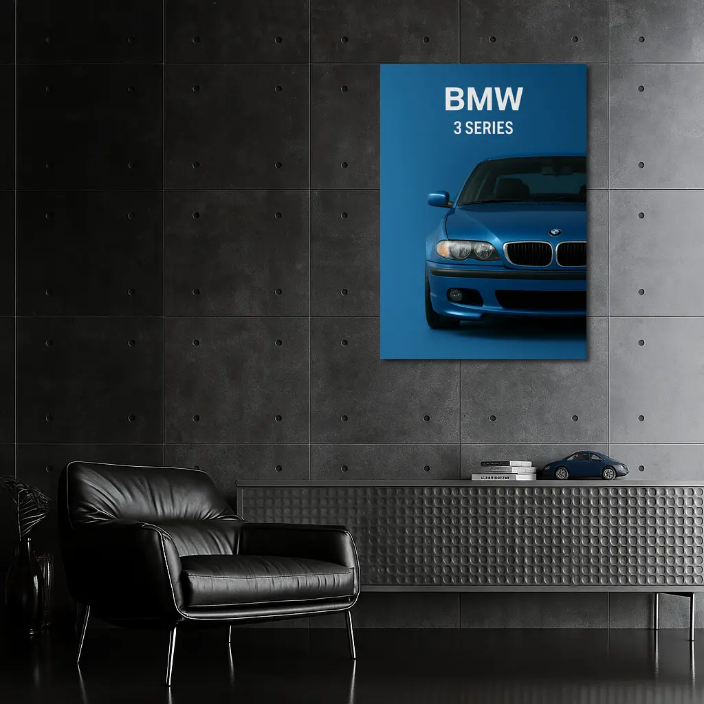 BMW 3 Series Blue Car Front View – Wall Art