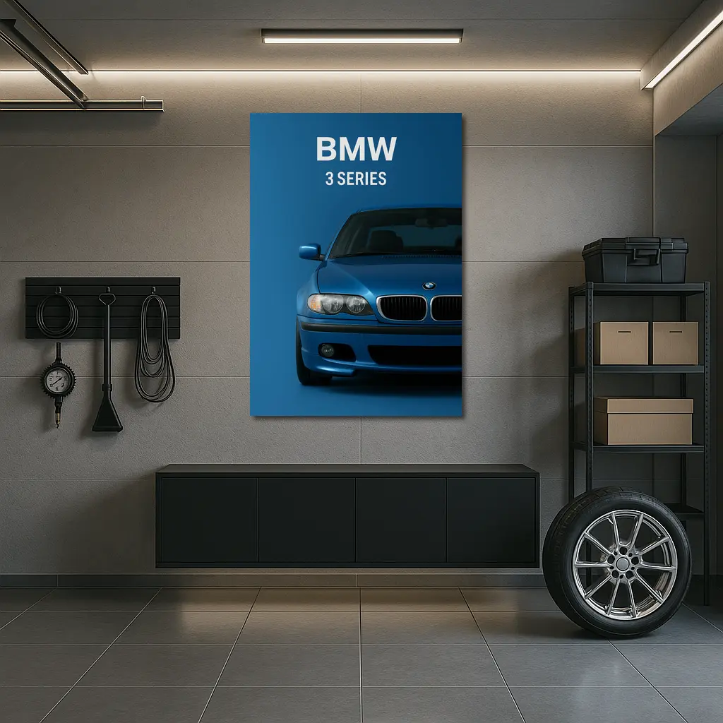 BMW 3 Series Blue Car Front View – Wall Art