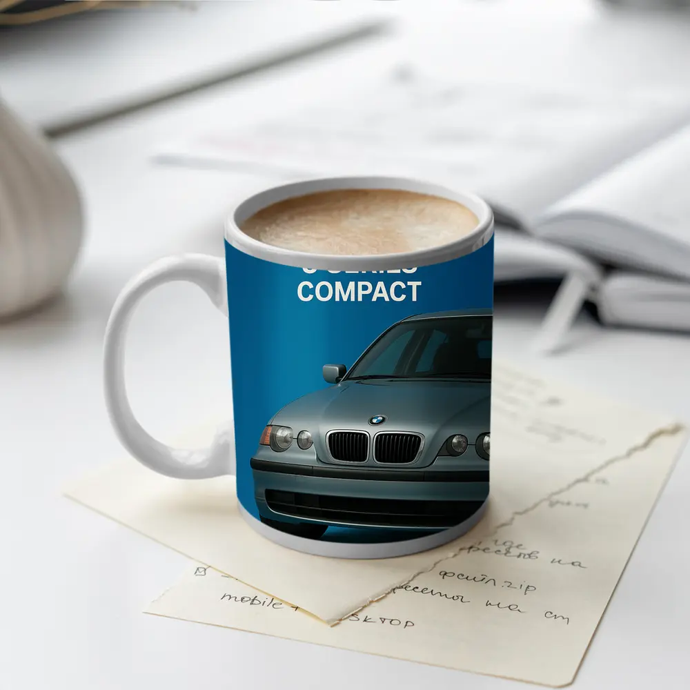 BMW Three Series Compact Blue Background – Mugs