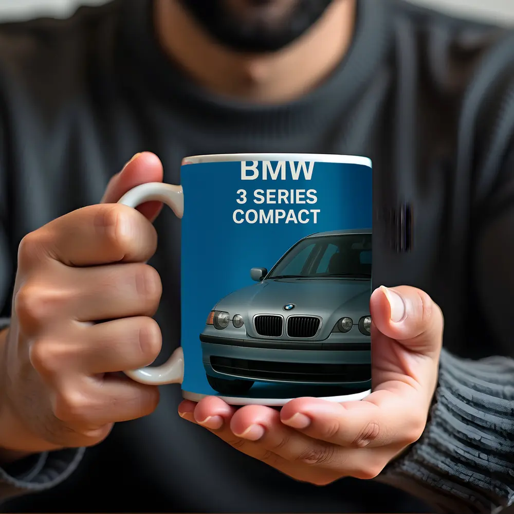 BMW Three Series Compact Blue Background – Mugs