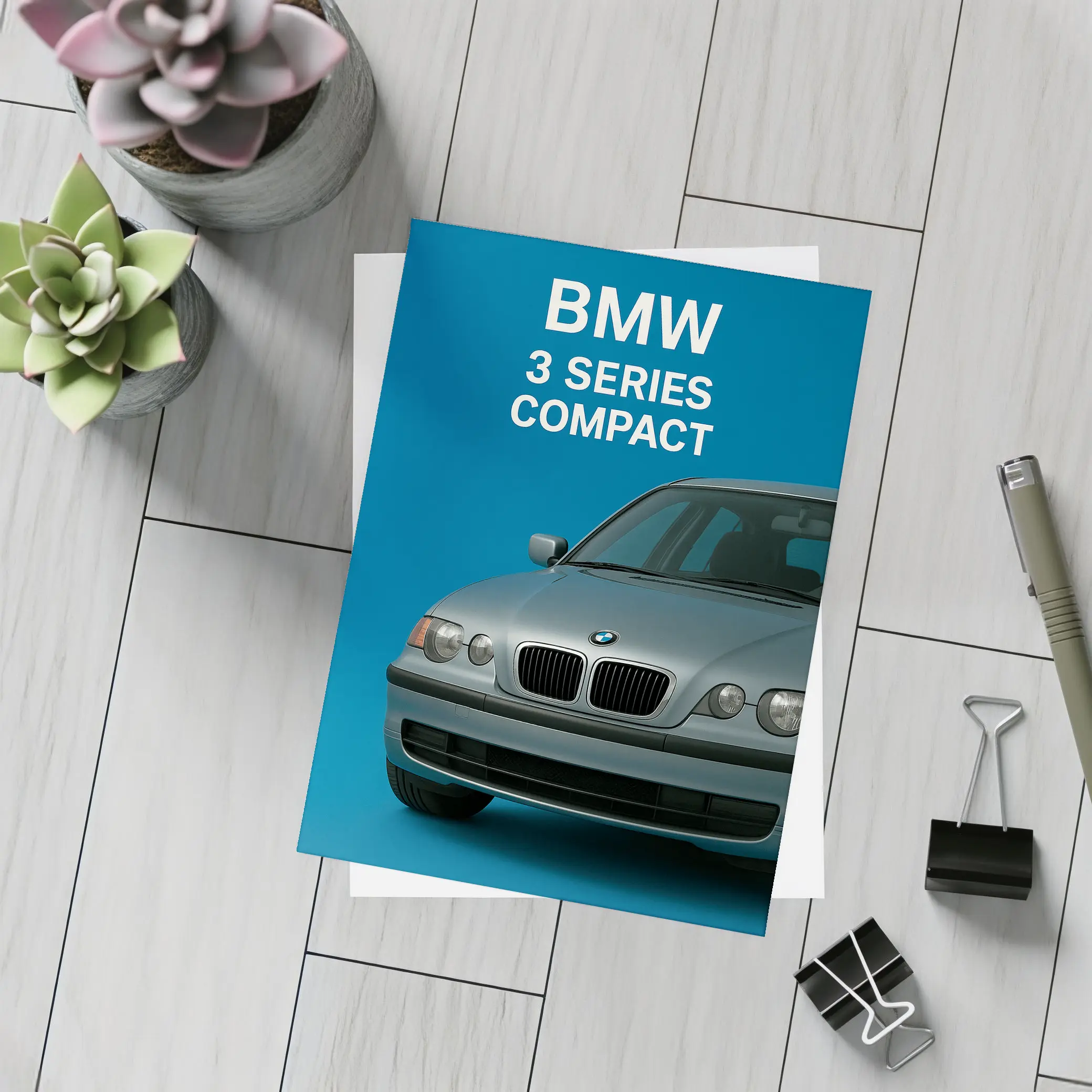 BMW Three Series Compact Blue Background – Postcards
