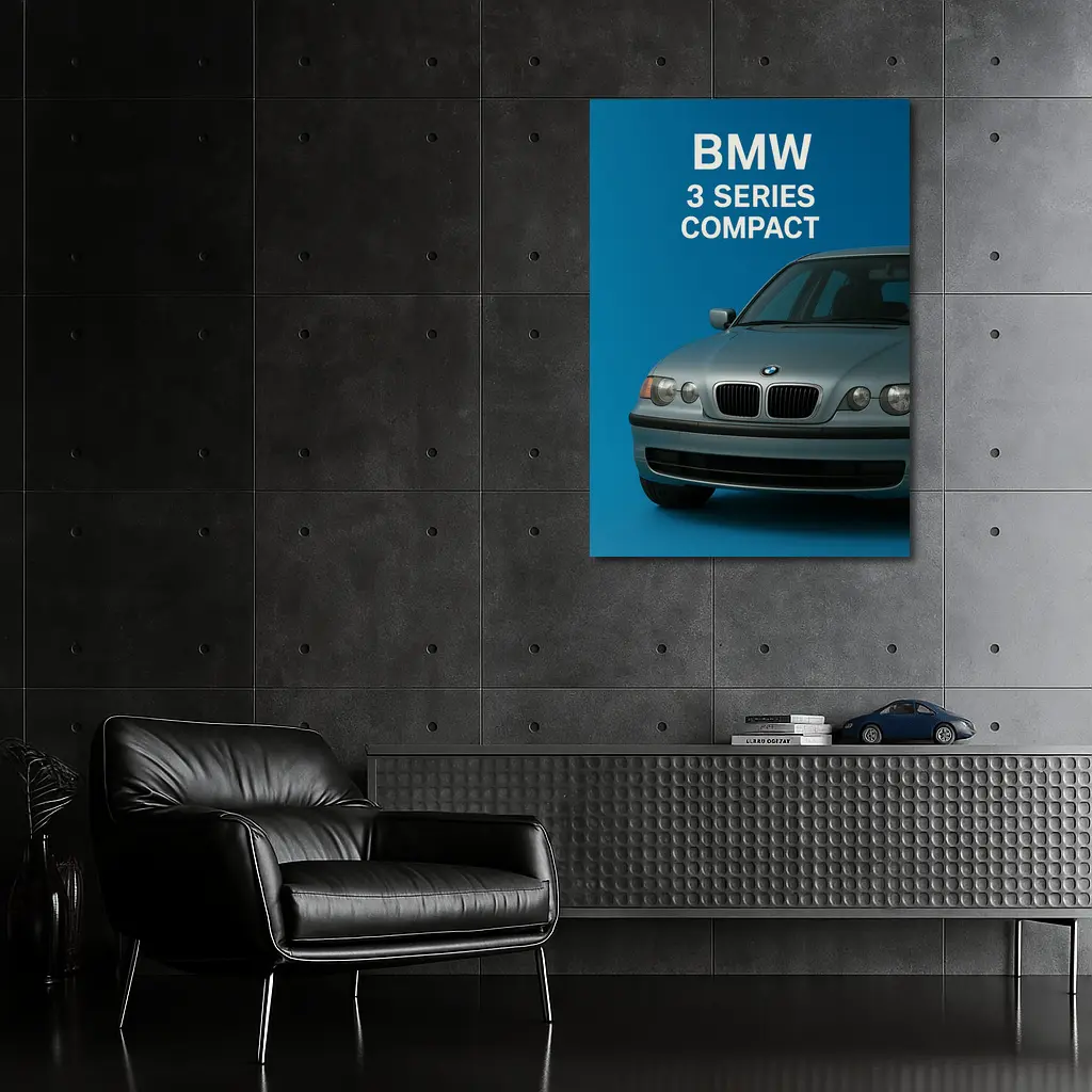 BMW 3 Series Compact E46 Silver Hatchback Front View – Wall Art