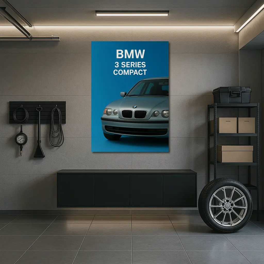 BMW 3 Series Compact E46 Silver Hatchback Front View – Wall Art