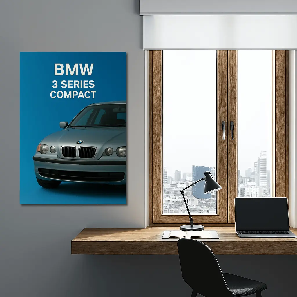 BMW 3 Series Compact E46 Silver Hatchback Front View – Wall Art