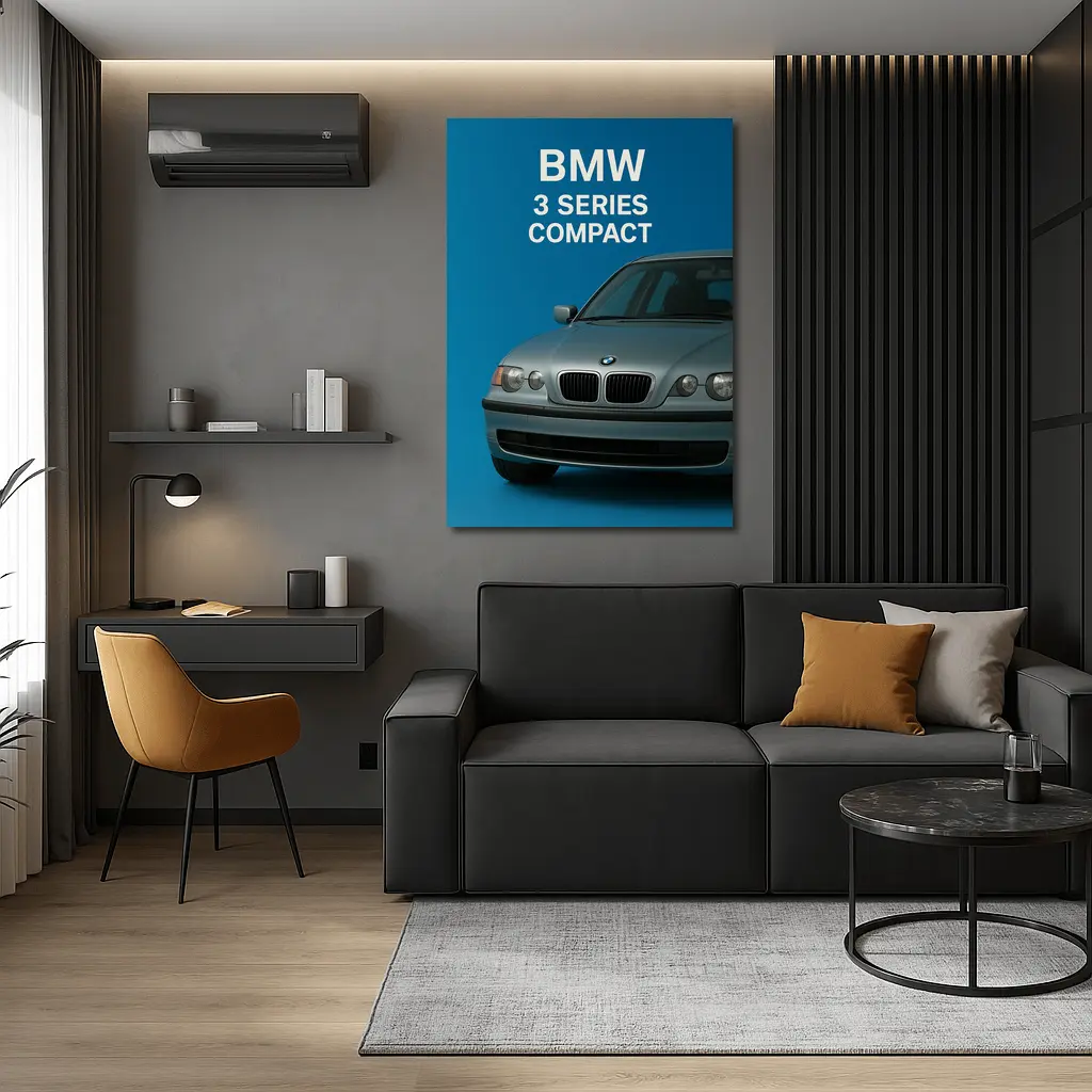 BMW 3 Series Compact E46 Silver Hatchback Front View – Wall Art