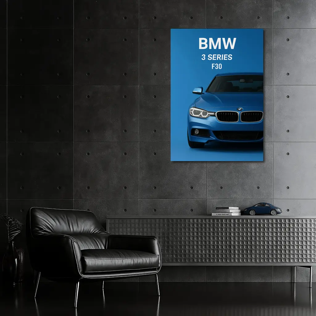 BMW 3 Series F30 Blue Front View – Wall Art