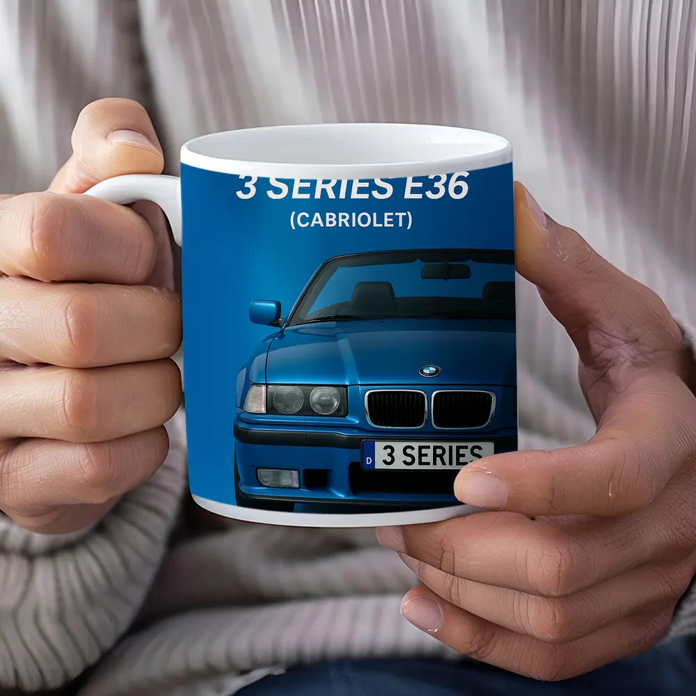 BMW Three Series E36 Cabriolet Blue Art – Mugs