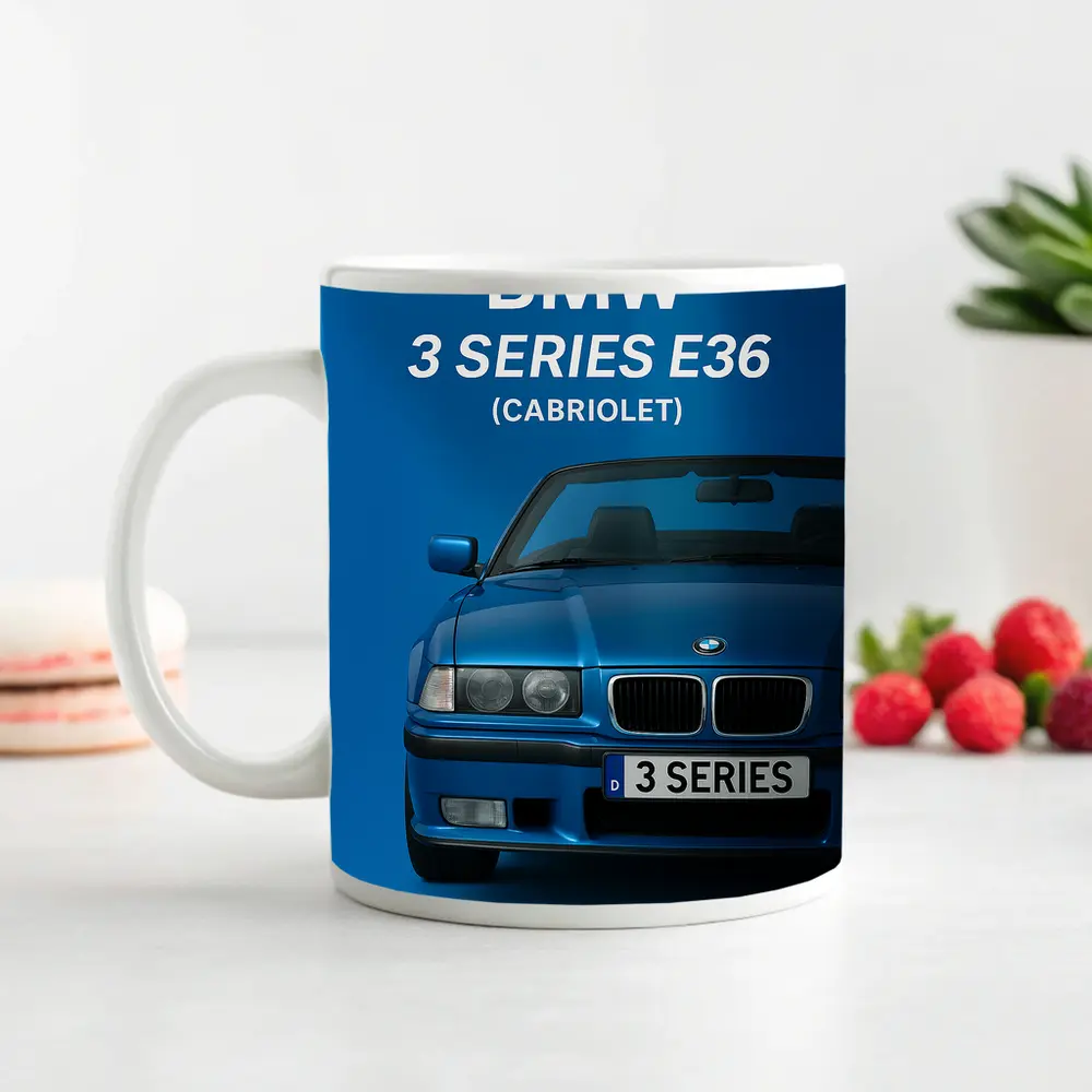 BMW Three Series E36 Cabriolet Blue Art – Mugs